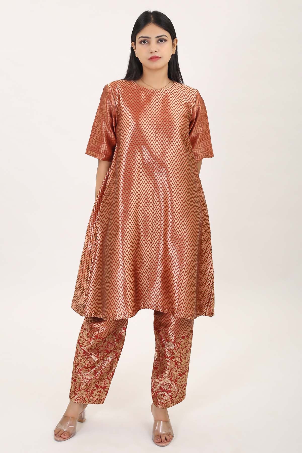 Buy Simply Kitsch Red Kurta Set for Women online available at ScrollnShops